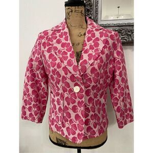 Revue Womens Pink Floral Blazer Jacket Sz S